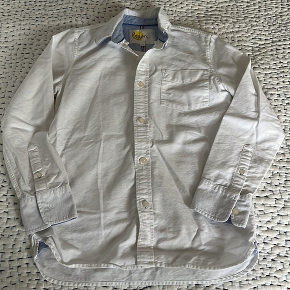 Like New Boys Mini Boden Broadcloth Button Down Dress Shirt 11/12 White - Picture 3 of 3